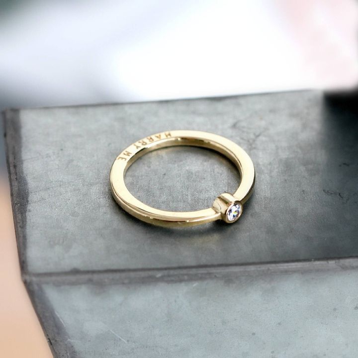 Personalised 9ct Gold Diamond Engagement Ring, Etsy