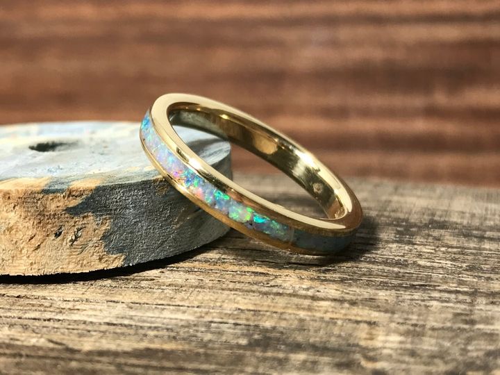 Yellow Gold and Opal Ring, Etsy