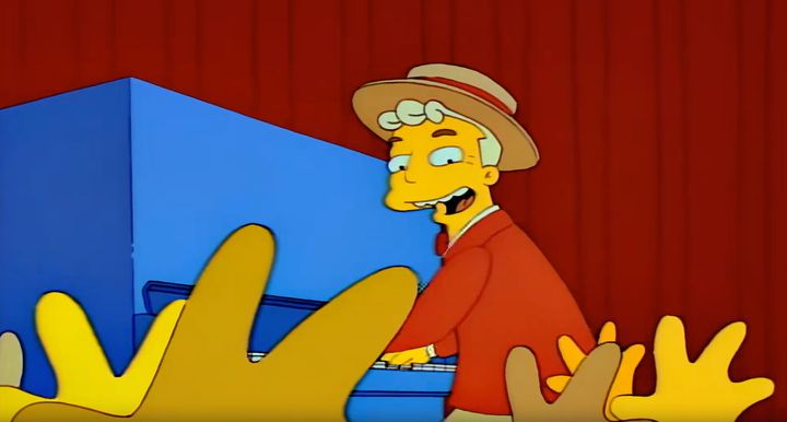 Lyle Lanley leads the residents of Springfield in The Monorail Song