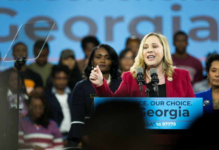 Sarah Riggs Amico addresses the crowd at a campaign rally at Morehouse College in November 2018, during her bid for Georgia lieutenant governor. She lost by barely more than 3 percentage points.