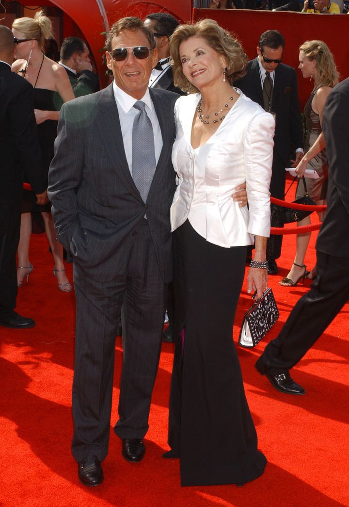 Ron Leibman and Jessica Walter at the Emmys in 2005