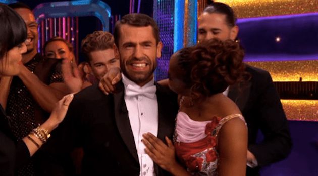 Kelvin and Oti celebrate their perfect score