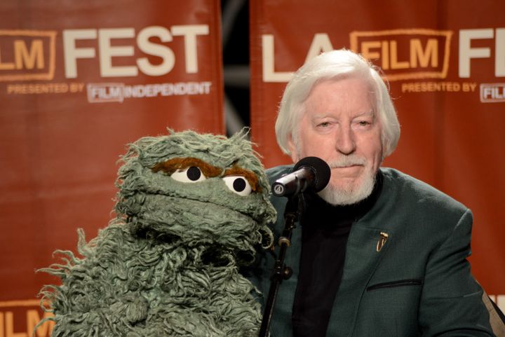Caroll Spinney speaks onstage at the premiere of "I Am Big Bird" during the 2014 Los Angeles Film Festival at Grand Performan