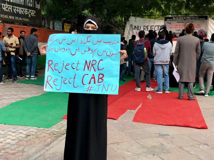 Protest against the Citizen Amendment Bill in New Delhi on 7 December, 2019.