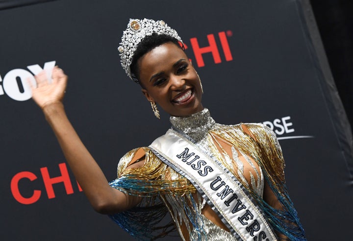 Newly crowned Miss Universe 2019 South Africa's Zozibini Tunzi attends a press conference after the 2019 Miss Universe pageant.