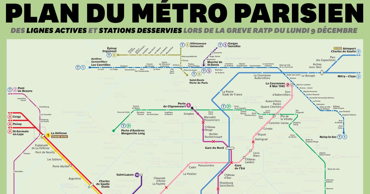 Grève Ratp 2022 Grève du 9 décembre: la carte RATP du trafic toujours très perturbé
