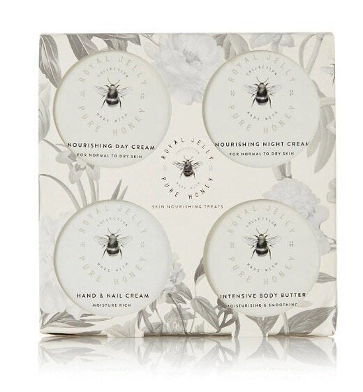 <a href="https://fave.co/2E5dVPW" target="_blank" role="link" class=" js-entry-link cet-external-link" data-vars-item-name="Royal Jelly Lotions Gift Set, Marks & Spencer," data-vars-item-type="text" data-vars-unit-name="5def6858e4b07f6835b89f33" data-vars-unit-type="buzz_body" data-vars-target-content-id="https://fave.co/2E5dVPW" data-vars-target-content-type="url" data-vars-type="web_external_link" data-vars-subunit-name="article_body" data-vars-subunit-type="component" data-vars-position-in-subunit="12">Royal Jelly Lotions Gift Set, Marks & Spencer,</a> £7.60