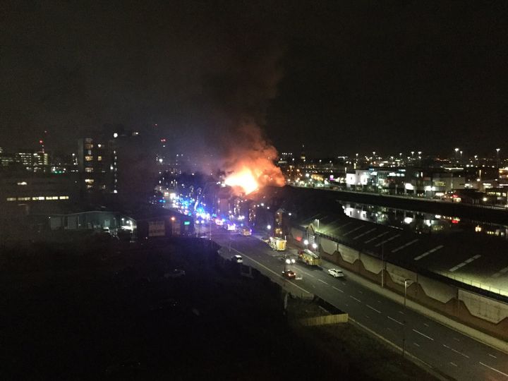 A large blaze at Lancefield Quay in Glasgow city centre.