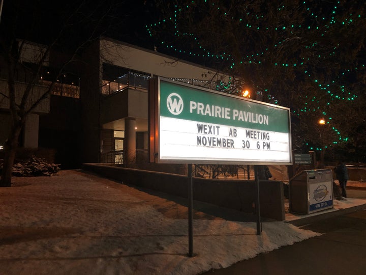 Red Deer's Prairie Pavilion, advertising the Nov. 30 Wexit rally. 