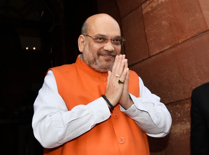 NEW DELHI, INDIA - DECEMBER 9: Union Home Minister Amit Shah arrives to attend the ongoing winter session of Parliament on December 9, 2019 in New Delhi, India. Union Home Minister Amit Shah tabled the contentious Citizenship (Amendment) Bill, that seeks to grant Indian citizenship to non-Muslim refugees from Pakistan, Bangladesh and Afghanistan in Lok Sabha. (Photo by Sanjeev Verma/Hindustan Times via Getty Images)