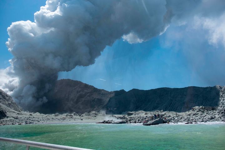 The eruption Monday of the volcano on White Island, New Zealand. 