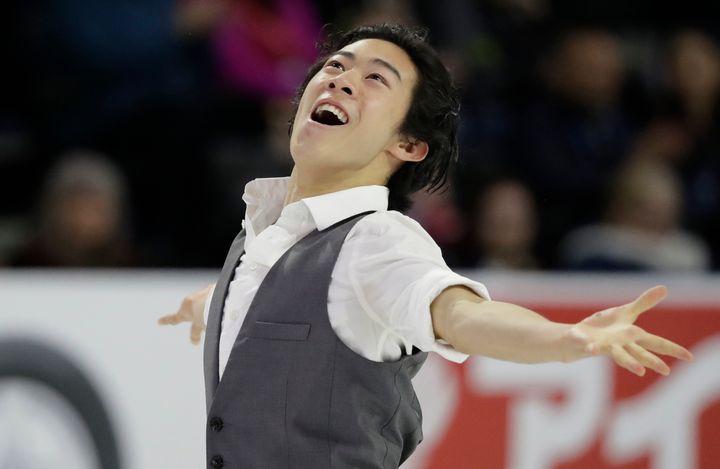 Nathan Chen performs during the men's short program at Skate America, Friday, Oct. 19, 2018, in Everett, Wash. (AP Photo/Ted S. Warren)