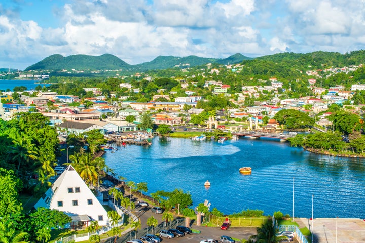 Beautiful landscape of Castries, capital and cruise port of St Lucia.