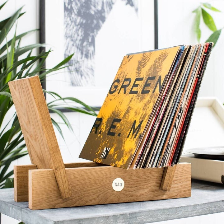 Personalised Oak And Brass Vinyl Storage Rack, Not On The High Street, £49