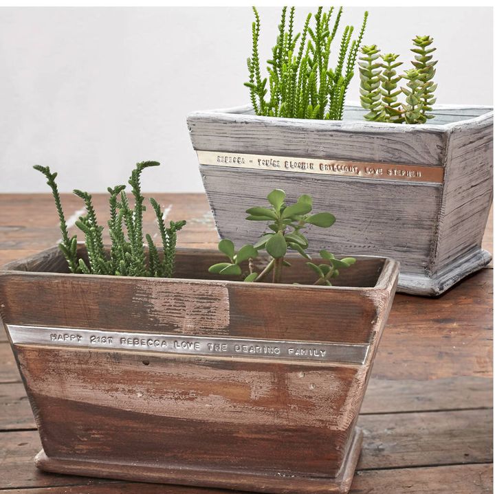 Personalised Wooden Pot Planter, Not On The High Street, £22.99 