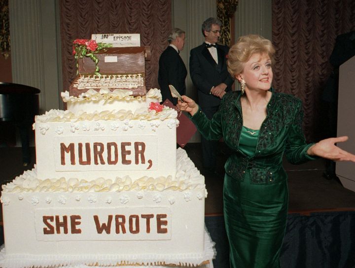 Lansbury at a party for the 100th episode of "Murder, She Wrote" in 1989.