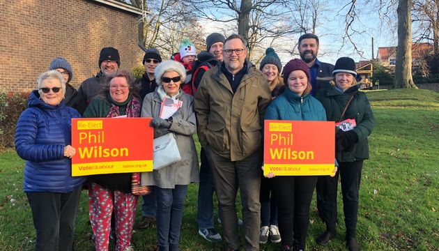 Phil Wilson campaigning with Labour in Tony Blair's old seat Sedgewick.