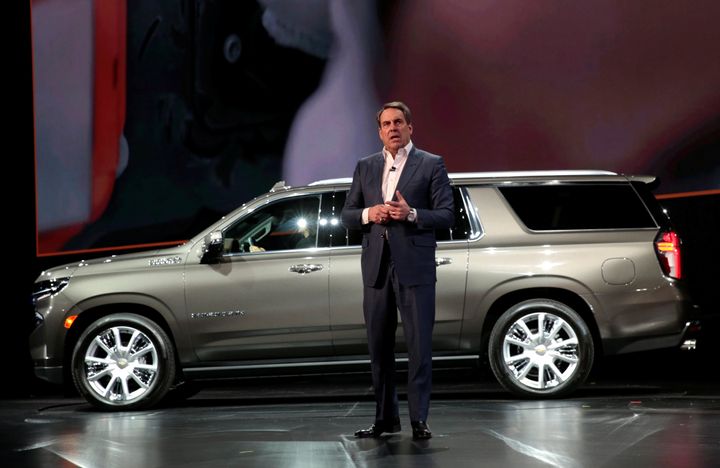 General Motors President Mark Reuss talks about the Chevrolet 2021 Suburban and Tahoe SUVs in Detroit, Michigan, U.S. December 10, 2019. (REUTERS/Rebecca Cook)