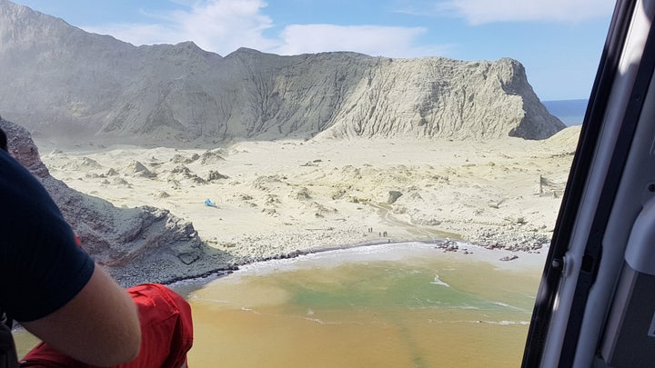 A view of White Island, New Zealand after a volcanic eruption December 9, 2019, in this picture obtained from social media. AUCKLAND RESCUE HELICOPTER TRUST /via REUTERS