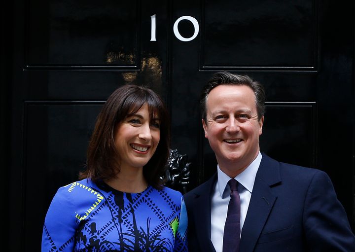 David Cameron and his wife Samantha at Downing Street in 2015.