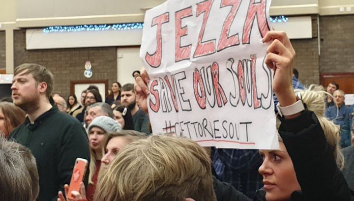 A Corbyn fan at the Bedford rally