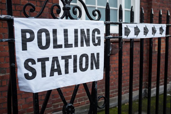 London polling station sign.