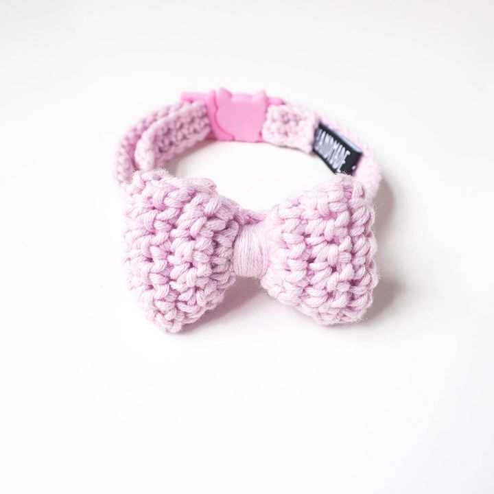 Light Pink Crochet Cat Collar Bow Tie, Sniff Me Tender, via Not On the High Street, £22.90