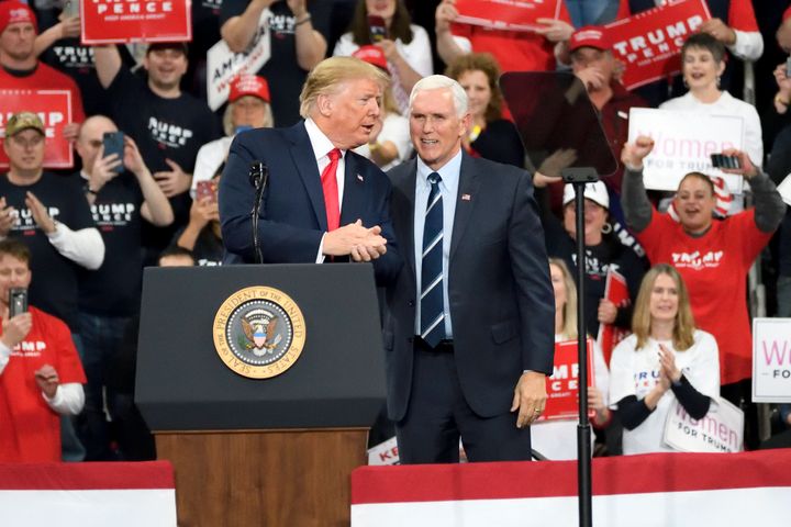 President Donald Trump, who's accused of trying to coerce Ukraine into helping him in the 2020 presidential election, shares the stage with Pence at a rally in Pennsylvania on Tuesday.