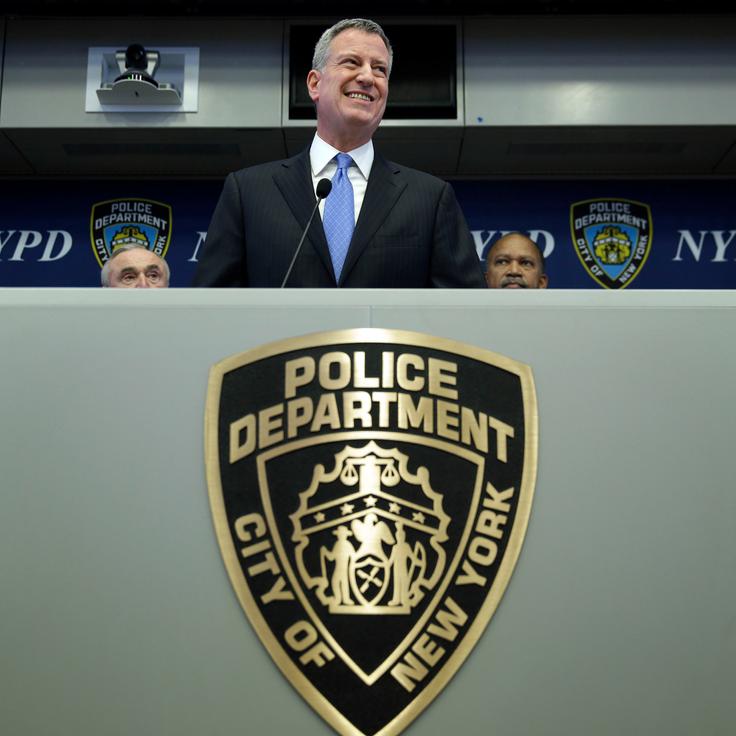 New York City Mayor Bill de Blasio speaks during a news conference in New York, Monday, March 16, 2015. 