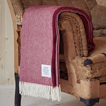 Cranberry Merino Herringbone Throw, Bottle Green Homes, via Not On The High Street