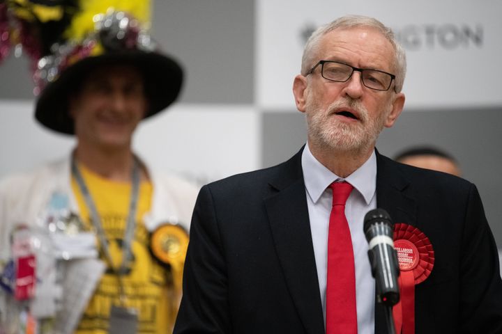  Labour Party leader Jeremy Corbyn addresses the media and supporters