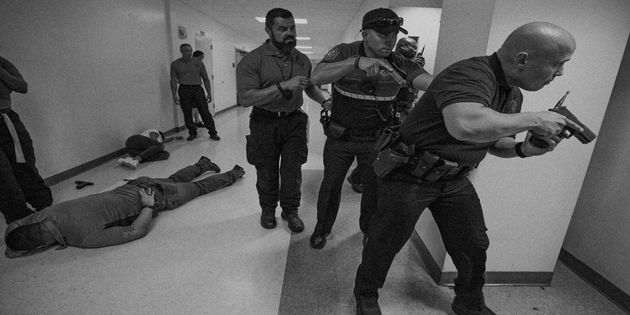 North Miami Police Department and Miami-Dade County Public Schools Police take part in an active shooter drill at North Miami Senior High on Tuesday, July 24, 2018.