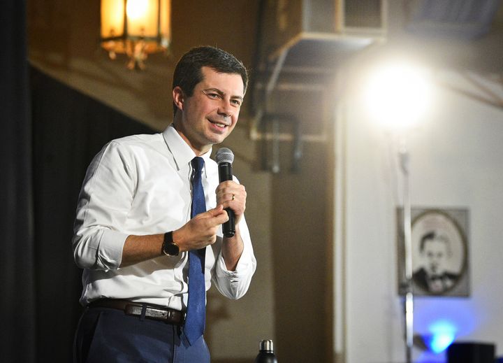 Democratic presidential candidate and South Bend, Indiana, Mayor Pete Buttigieg speaks during a campaign stop at the Danceland Ballroom on Dec. 7, in Davenport, Iowa.