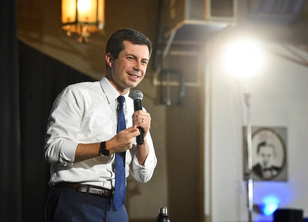 Democratic presidential candidate and South Bend, Indiana, Mayor Pete Buttigieg speaks during a campaign...