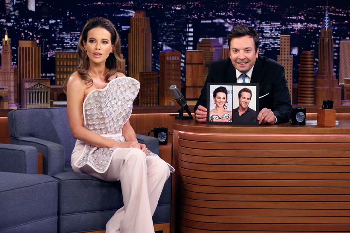 Kate Beckinsale during an interview with host Jimmy Fallon on Oct. 20, 2019.