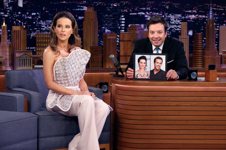 Kate Beckinsale during an interview with host Jimmy Fallon on Oct. 20, 2019.