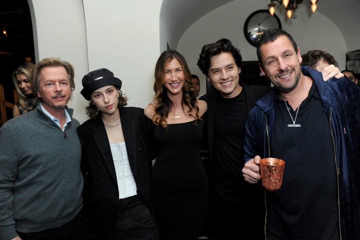 David Spade, King Princess, Jackie Sandler, Cole Sprouse and Adam Sandler attend the Los Angeles premiere of "Uncut Gems" on Wednesday.