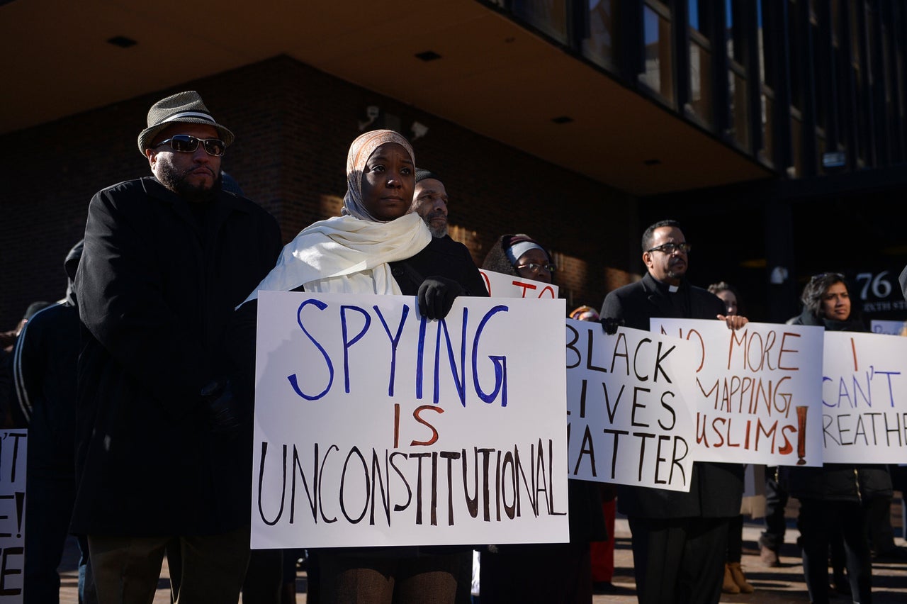 A rally for Muslim rights outside of the James A. Byrne Federal Courthouse in Philadelphia on Jan. 13, 2015. 