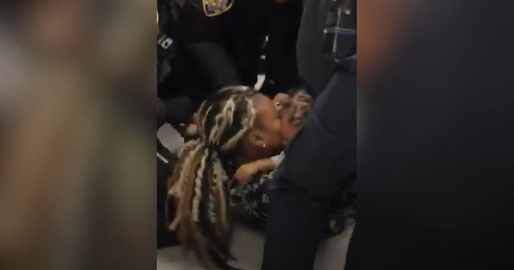 Officers ripped away Jazmine Headley's 18-month-old son following a call about a dispute with a security guard. She was arrested for obstructing governmental administration, resisting arrest, endangering the welfare of a child and trespassing.