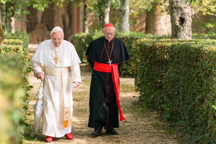 Anthony Hopkins and Jonathan Pryce in "The Two Popes."