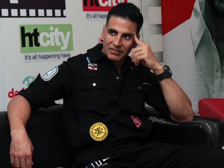 NEW DELHI, INDIA - OCTOBER 17: (EDITORS NOTE: This is an exclusive image of Hindustan Times) Bollywood actor Akshay Kumar during an exclusive interview with HT City-Hindustan Times for promotion of upcoming movie Housefull 4' at HT Media office, on October 17, 2019 in New Delhi, India. (Photo by Shivam Saxena/Hindustan Times via Getty Images)