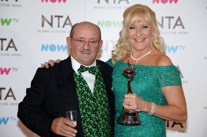 Brendan and Jennifer O'Carroll, winners of the Best Comedy Award for Mrs Brown's Boys during the 2017 National Television Awards
