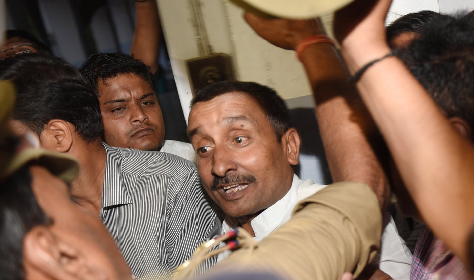 Former BJP MLA Kuldeep Sengar after being produced at the CBI court, on April 14, 2018 in