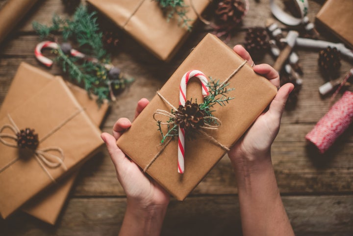 Female person holding Christmas gift