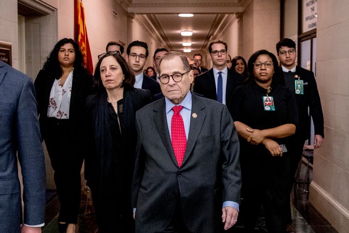 Chairman Jerrold Nadler, D-N.Y. leaves a House Judiciary Committee markup after passing both articles of impeachment, accusing President Donald Trump of abusing power and obstruction of Congress, Friday, Dec. 13, 2019, on Capitol Hill in Washington. (AP Photo/Andrew Harnik)