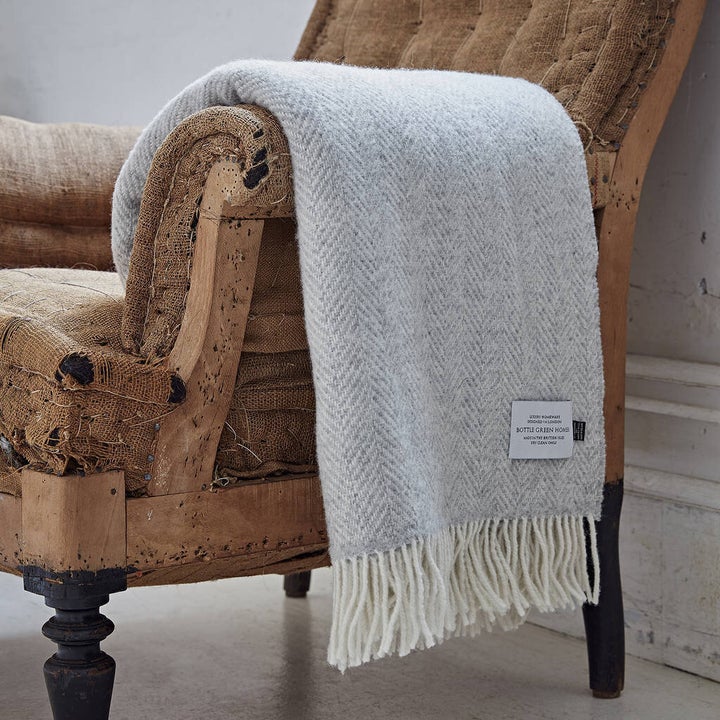  Cashmere And Merino Light Grey Throw, Not On The High Street, £145