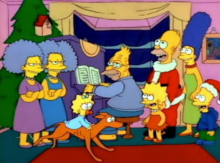 The family gather around the piano in one of The Simpsons' most wholesome moments ever