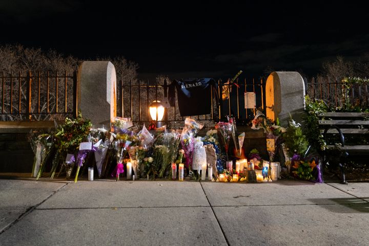A makeshift memorial for murdered Barnard College student Tessa Majors, who was killed last week in New York City's Morningside Park.