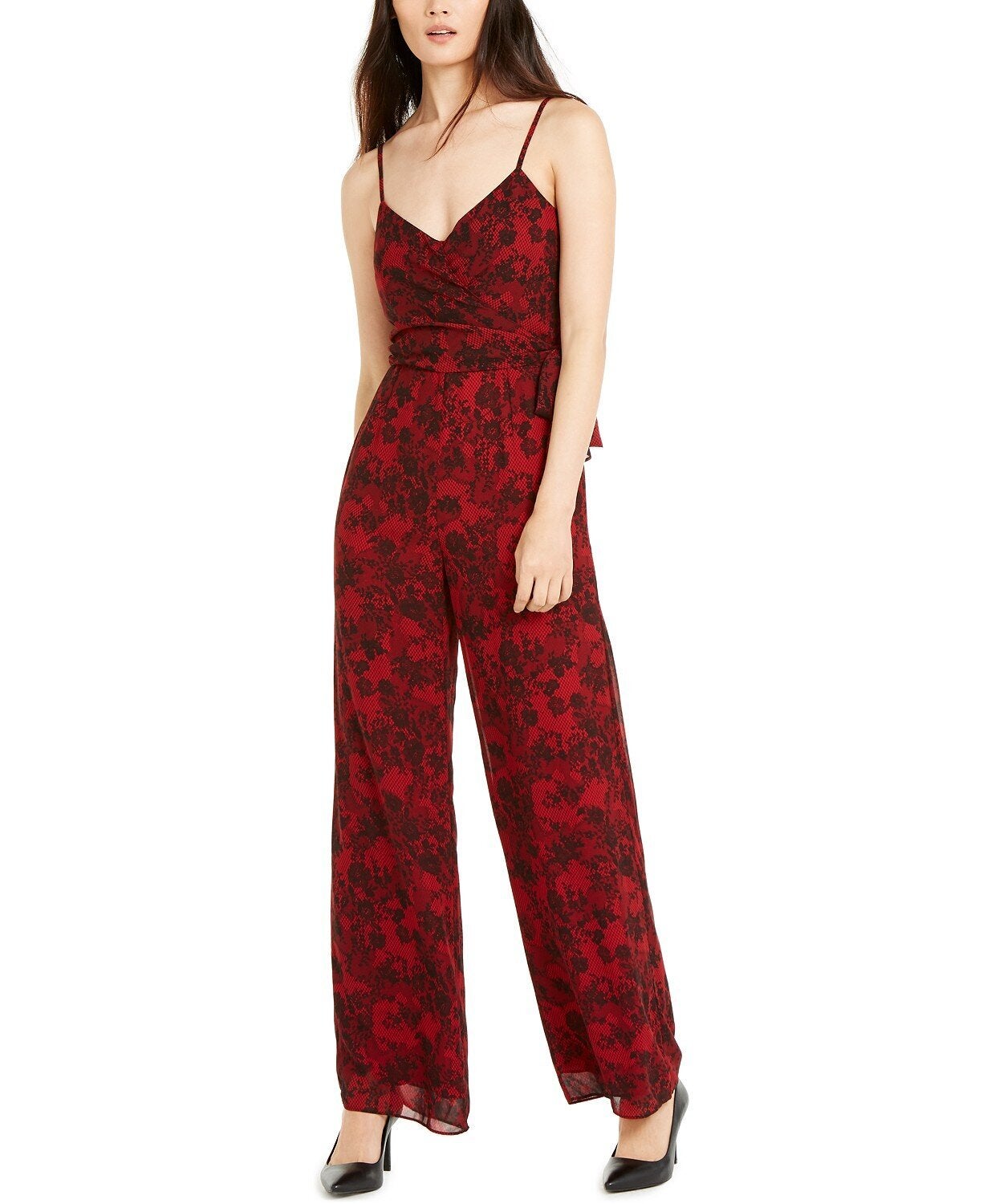 macys womens red jumpsuit