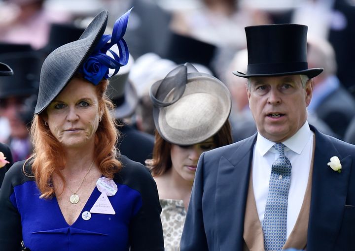 Sarah Ferguson, Duchess of York and Prince Andrew, Duke of York attend the races at England's Ascot Racecourse on June 19, 2015.